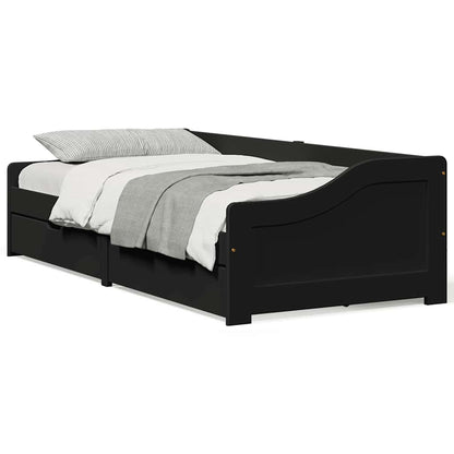Day Bed with 2 Drawers without Mattress IRUN Black 90x200 cm