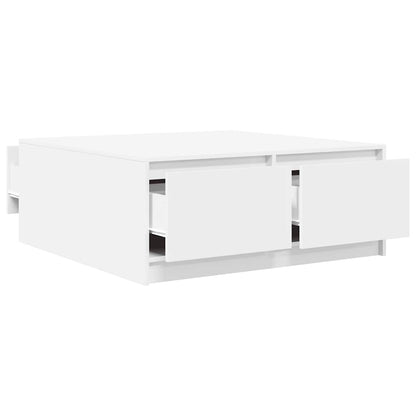 Coffee Table with Drawers White 100x100x40 cm
