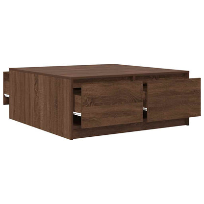Coffee Table with Drawers Brown Oak 100x100x40 cm