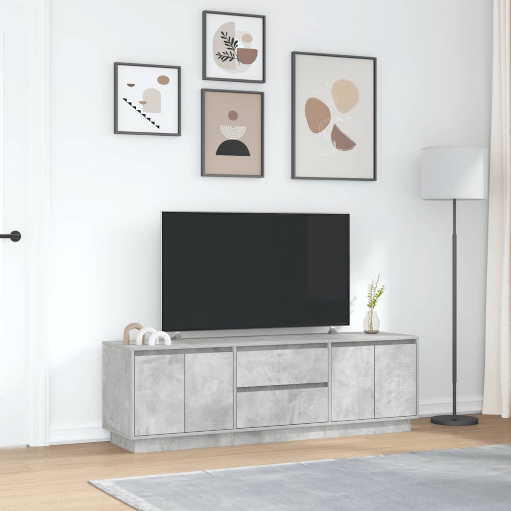 TV Cabinet with LED Lights Concrete Grey 160.5x41x50 cm