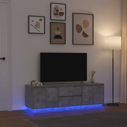 TV Cabinet with LED Lights Concrete Grey 160.5x41x50 cm