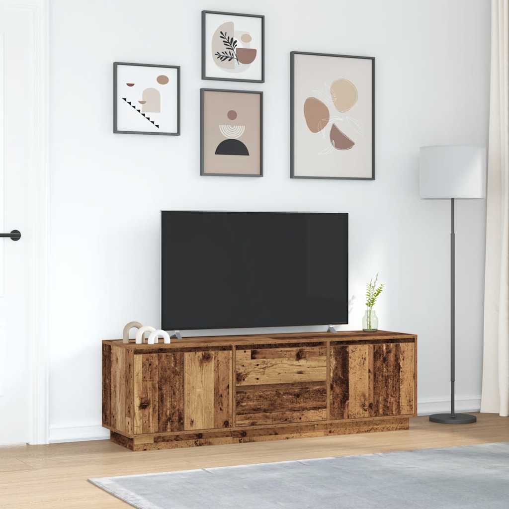 TV Cabinet with LED Lights Old Wood 160.5x41x50 cm