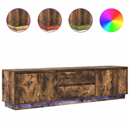 TV Cabinet with LED Lights Smoked Oak 193.5x41x50 cm