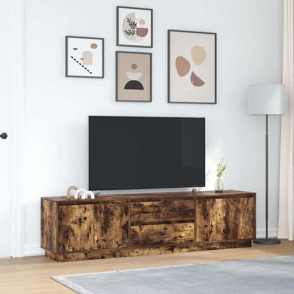 TV Cabinet with LED Lights Smoked Oak 193.5x41x50 cm