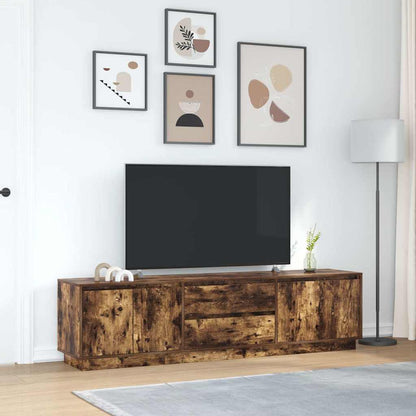 TV Cabinet with LED Lights Smoked Oak 193.5x41x50 cm