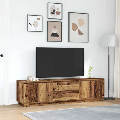 TV Cabinet with LED Lights Old Wood 193.5x41x50 cm
