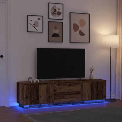 TV Cabinet with LED Lights Old Wood 193.5x41x50 cm
