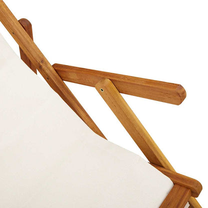 Light Grey Acacia Wood Folding Beach Chair with Armrests
