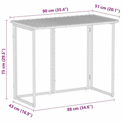 Folding Garden Table Grey 90x51x75 cm Poly Rattan