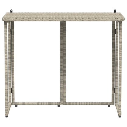Folding Garden Table Light Grey 90x51x75 cm Poly Rattan