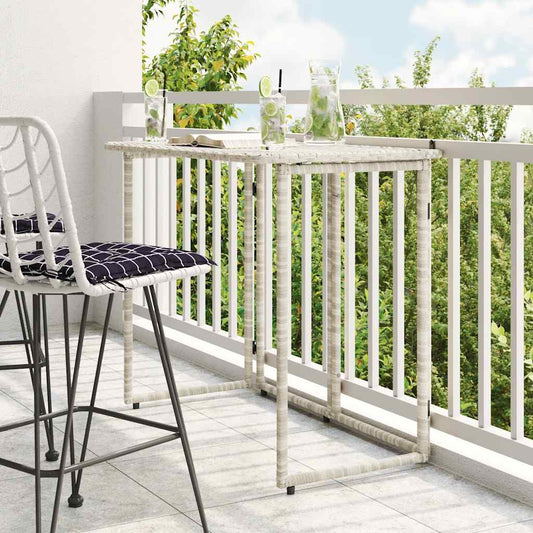 Folding Garden Table Light Grey 90x51x75 cm Poly Rattan
