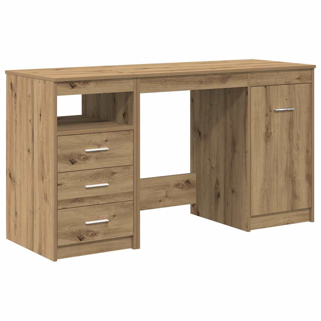 Artisan Oak Desk with Cabinet | Engineered Wood Office Furniture