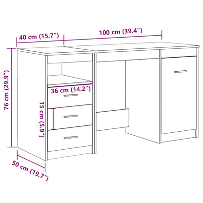 Artisan Oak Desk with Cabinet | Engineered Wood Office Furniture