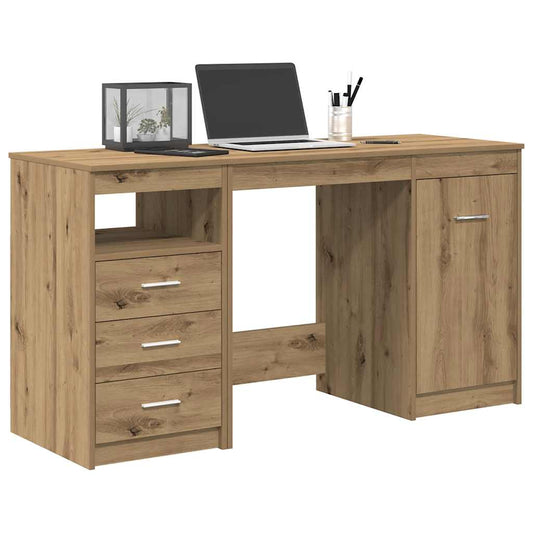 Artisan Oak Desk with Cabinet | Engineered Wood Office Furniture