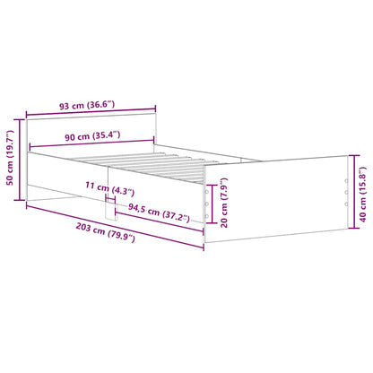 Bed Frame without Mattress Old Wood 90x200 cm Engineered Wood