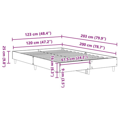 Bed Frame No Mattress Grey Sonoma 120x200 cm Engineered Wood