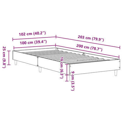 Bed Frame No Mattress Smoked Oak 100x200 cm Engineered Wood