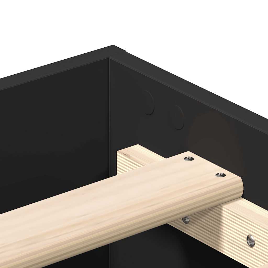 Bed Frame No Mattress Black 90x190 cm Single Engineered Wood