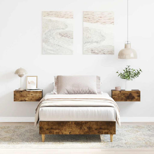Bed Frame No Mattress Smoked Oak 90x190 cm Single Engineered Wood