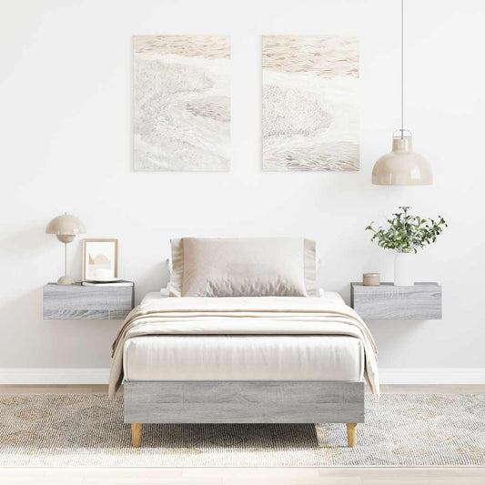 Bed Frame No Mattress Grey Sonoma 90x190 cm Single Engineered Wood