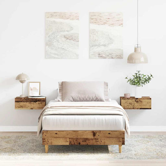 Bed Frame No Mattress Old Wood 90x190 cm Single Engineered Wood