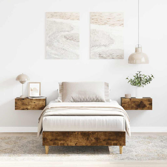 Bed Frame No Mattress Smoked Oak 75x190 cm Small Single Engineered Wood