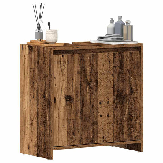 Rustic Bathroom Sink Cabinet 60cm | Old Engineered Wood Finish