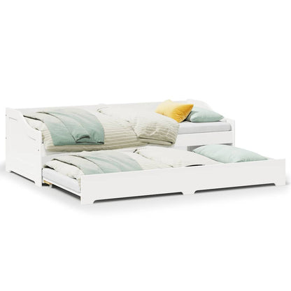 White Wood Daybed with Trundle, 90x200 cm - No Mattress Included