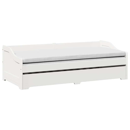White Wood Daybed with Trundle, 90x200 cm - No Mattress Included