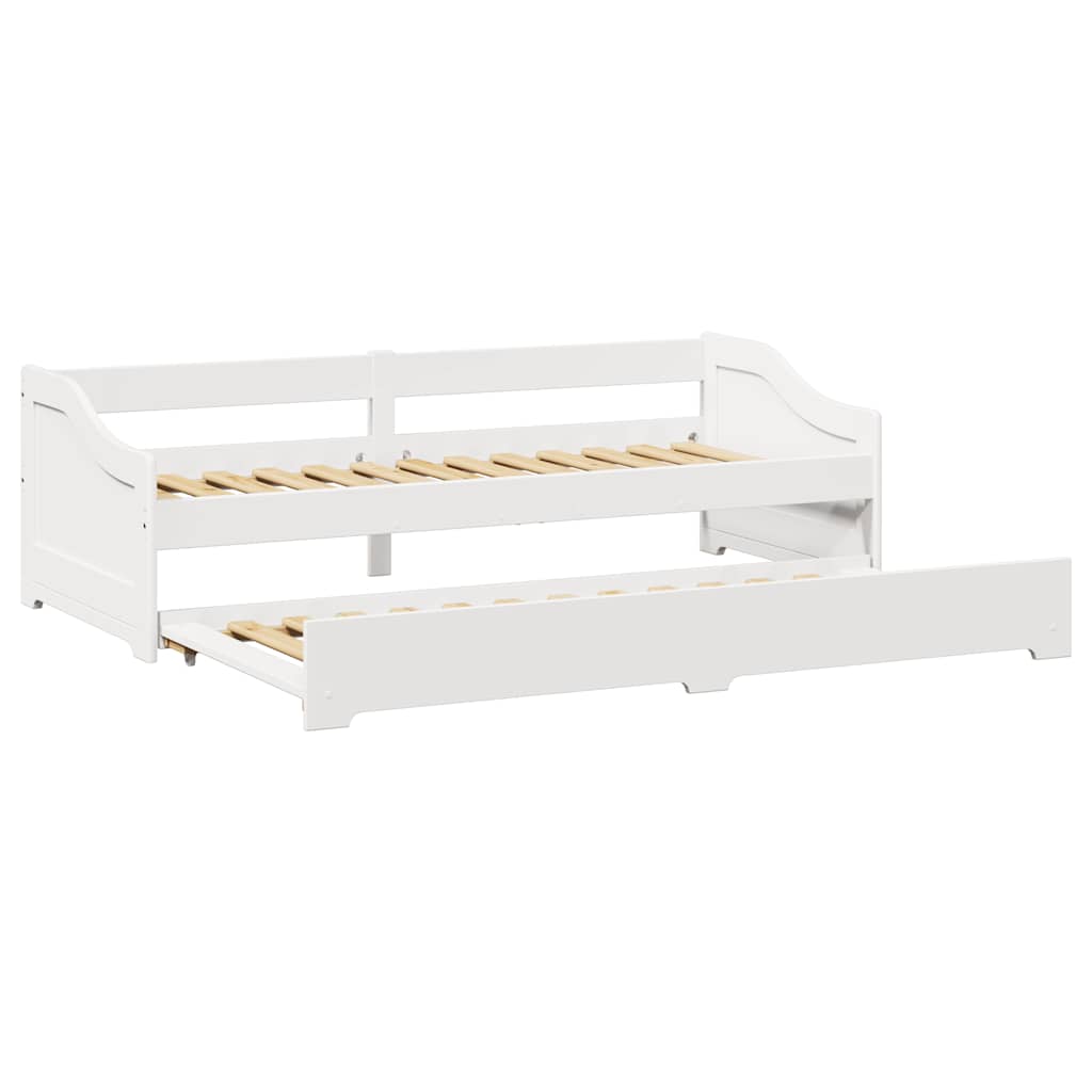 White Wood Daybed with Trundle, 90x200 cm - No Mattress Included