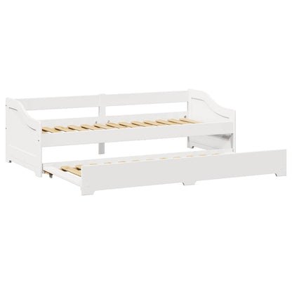 White Wood Daybed with Trundle, 90x200 cm - No Mattress Included