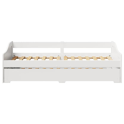 White Wood Daybed with Trundle, 90x200 cm - No Mattress Included