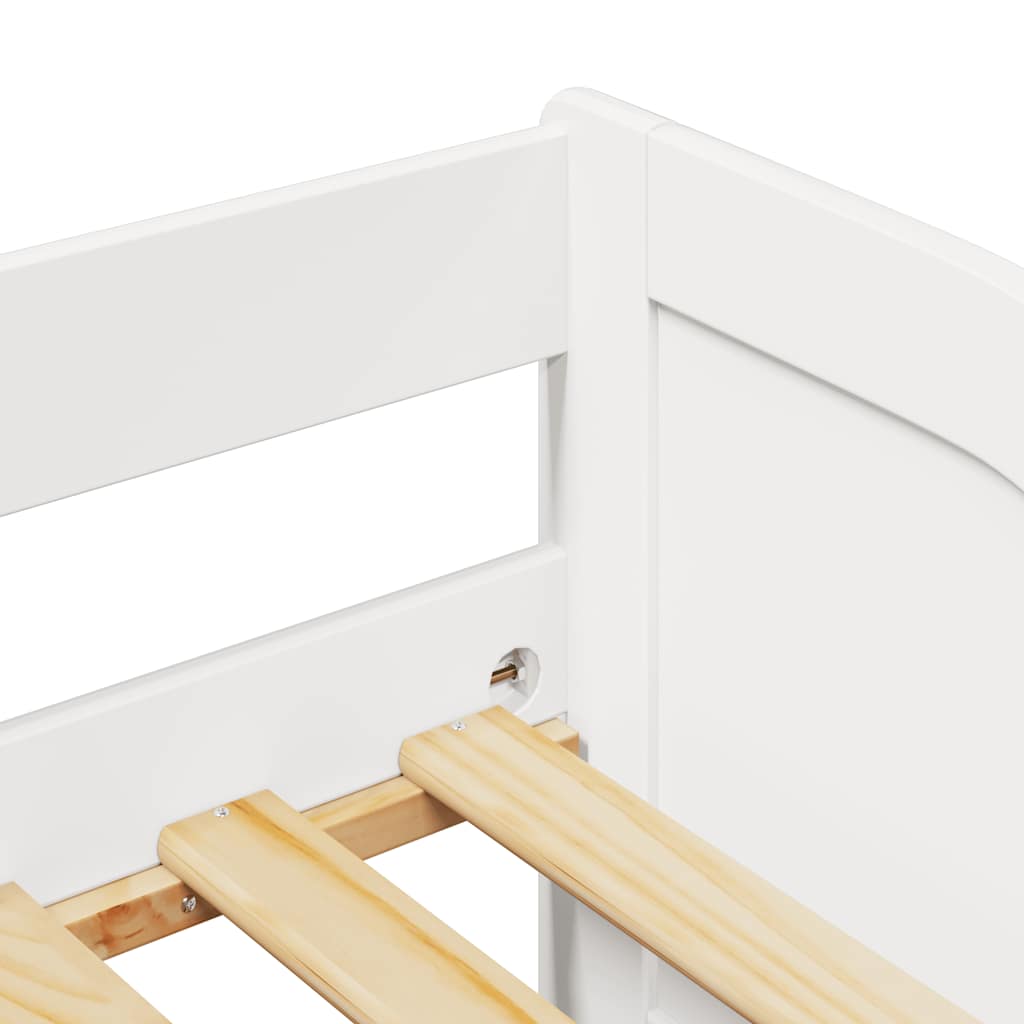 White Wood Daybed with Trundle, 90x200 cm - No Mattress Included