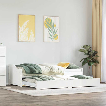 White Wood Daybed with Trundle, 90x200 cm - No Mattress Included