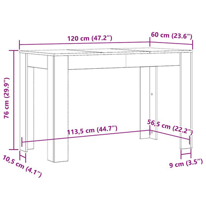 Stylish Black Oak Dining Table 120x60x76 cm - Engineered Wood