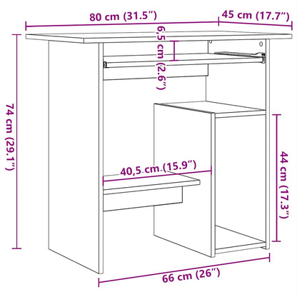 Compact Black Oak Desk 80x45x74 cm - Stylish Engineered Wood