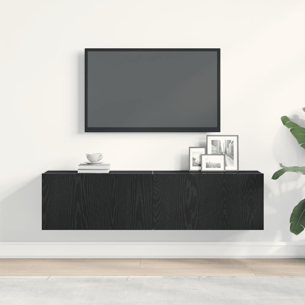 TV Cabinet Black Oak 120x30x30.5 cm Engineered Wood
