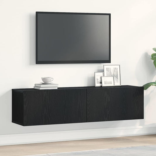 TV Cabinet Black Oak 120x30x30.5 cm Engineered Wood