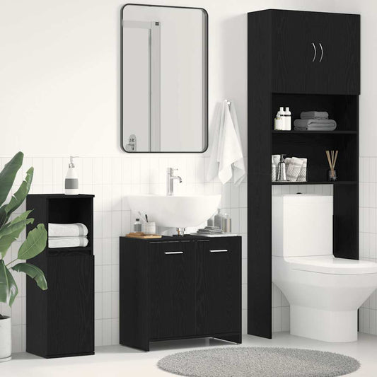Black Oak Bathroom Sink Cabinet - 60x33x60 cm Engineered Wood