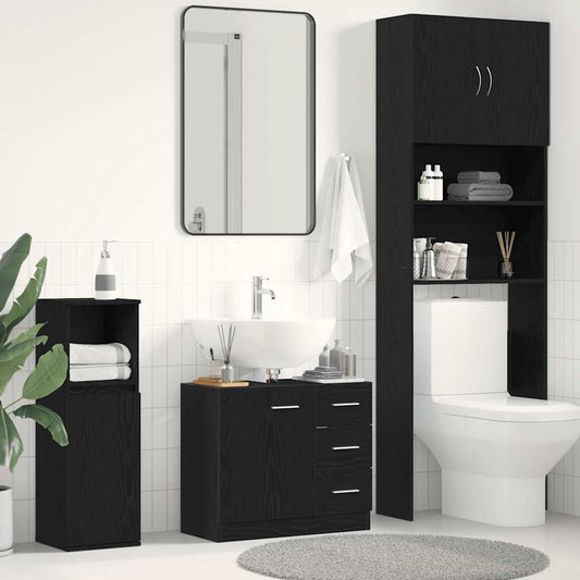 Black Oak Sink Cabinet 63x30x54 cm - Durable Engineered Wood