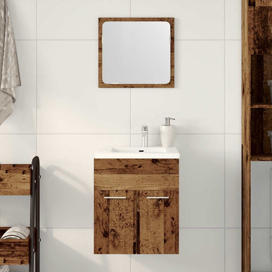 Rustic 2-Piece Bathroom Set - Old Wood Finish Furniture