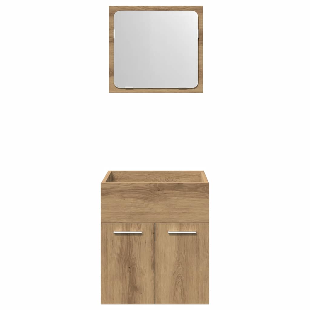 Artisan Oak 2-Piece Bathroom Set: Engineered Wood Elegance