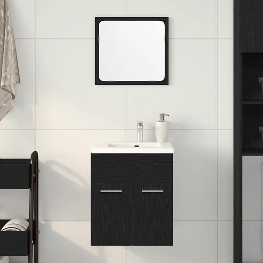 Black Oak Bathroom Furniture Set - 2 Piece Engineered Wood