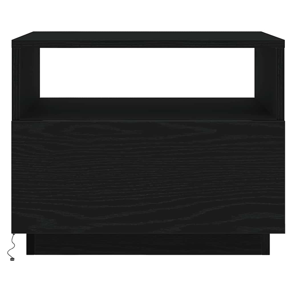 Coffee Table with LED Lights Black Oak 50x49x40 cm
