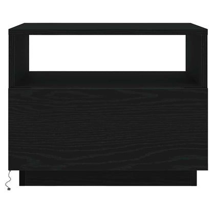 Coffee Table with LED Lights Black Oak 50x49x40 cm