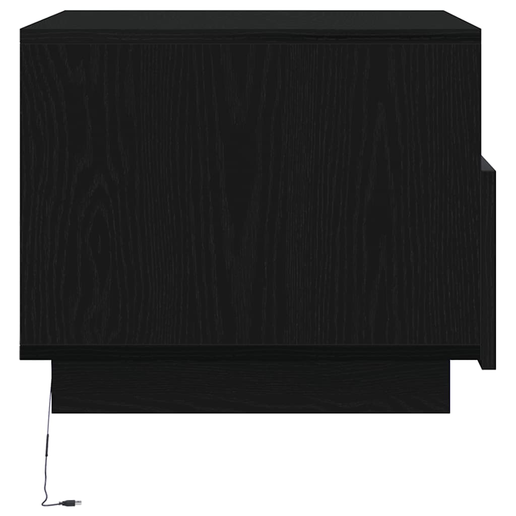 Coffee Table with LED Lights Black Oak 50x49x40 cm