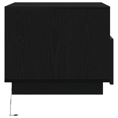 Coffee Table with LED Lights Black Oak 50x49x40 cm