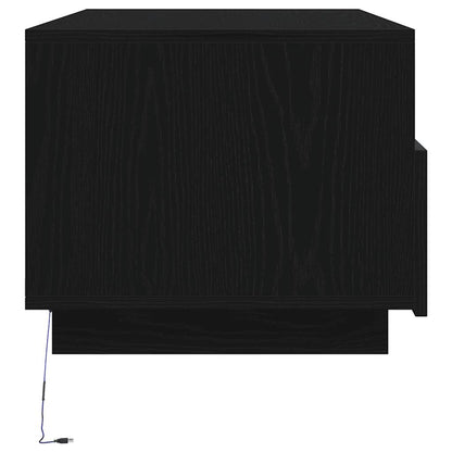 Coffee Table with LED Lights Black Oak 90x49x40 cm