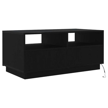 Coffee Table with LED Lights Black Oak 90x49x40 cm