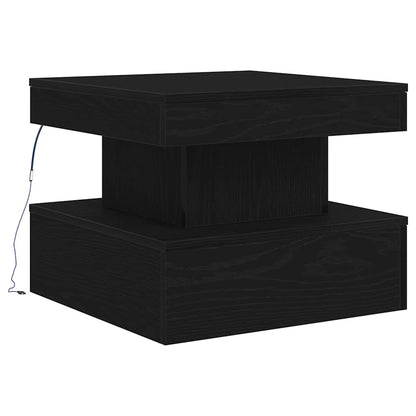 Coffee Table with LED Lights Black Oak 50x50x40 cm